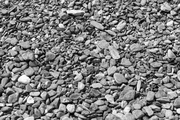 Preto Pequeno Estrada Pedra Fundo Seixos Cascalho Escuro Pedra Textura — Fotografia de Stock