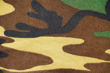 Kamuflaj yeşil kumaş arkaplan dokusu. Ordu ve av kıyafetleri