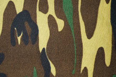 Kamuflaj yeşil kumaş arkaplan dokusu. Ordu ve av kıyafetleri