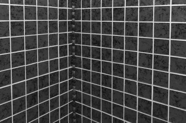 Siyah ve beyaz duvar fayans mozaik arkaplan dokusu. banyo içi