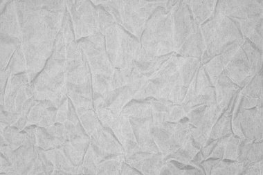 Beyaz buruşmuş ambalaj kağıdı arka plan dokusu. Gri Kraft Kağıt Gövdesi. Kırışık kese kağıdı.