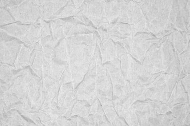 Beyaz buruşmuş ambalaj kağıdı arka plan dokusu. Gri Kraft Kağıt Gövdesi. Kırışık kese kağıdı.