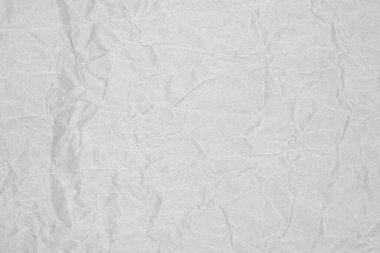Beyaz buruşmuş ambalaj kağıdı arka plan dokusu. Gri Kraft Kağıt Gövdesi. Kırışık kese kağıdı.