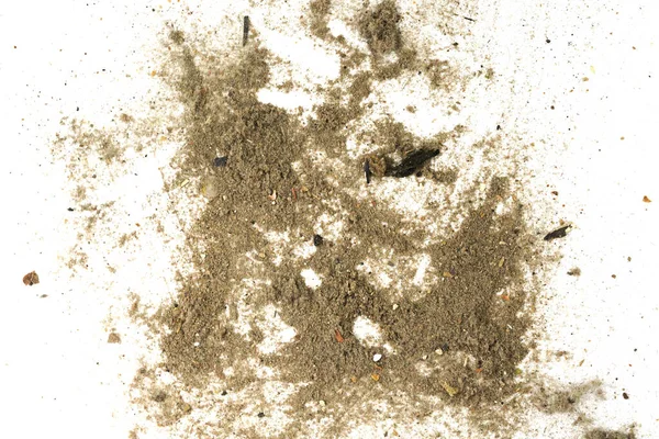 泥土隔离在白色的背景特写 真空吸尘器垃圾的质感 — 图库照片