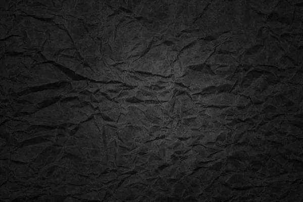 Black Crumpled Packaging Paper Background Texture Dark Kraft Paper Coarse — Stock Photo, Image