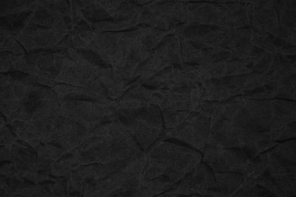 Černá Zmačkaný Obalový Papír Pozadí Textury Tmavý Papír Kraft Vrásčitý — Stock fotografie