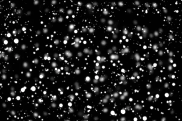 Texture Neige Blanche Bokeh Flou Isolé Fond Noir Chute Neige — Photo