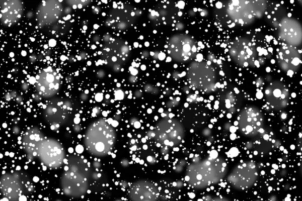 Textura Neve Branca Bokeh Desfocado Fundo Preto Isolado Queda Neve — Fotografia de Stock