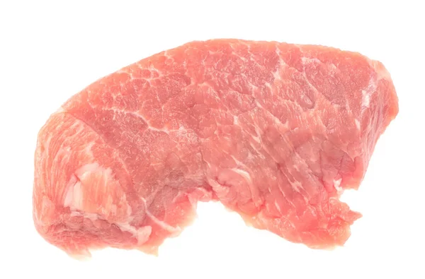 Φέτα Ακατέργαστου Χοιρινού Κρέατος Που Απομονώνεται Λευκό Φόντο Σνίτσελ Μπριζόλα — Φωτογραφία Αρχείου