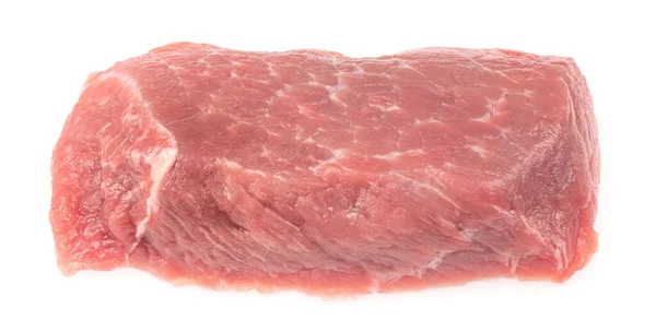 Fatia Carne Porco Crua Isolada Fundo Branco Schnitzel Bife Lombo — Fotografia de Stock