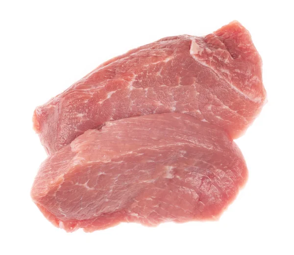 Scheibe Rohes Schweinefleisch Isoliert Auf Weißem Hintergrund Schnitzel Steak Filet — Stockfoto