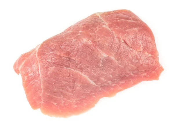 Beyaz Arka Planda Izole Edilmiş Çiğ Domuz Eti Şnitzel Biftek — Stok fotoğraf