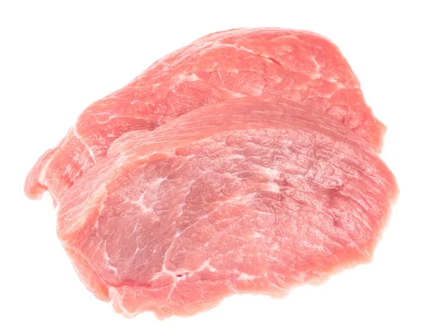 Scheibe Rohes Schweinefleisch Isoliert Auf Weißem Hintergrund Schnitzel Steak Filet — Stockfoto