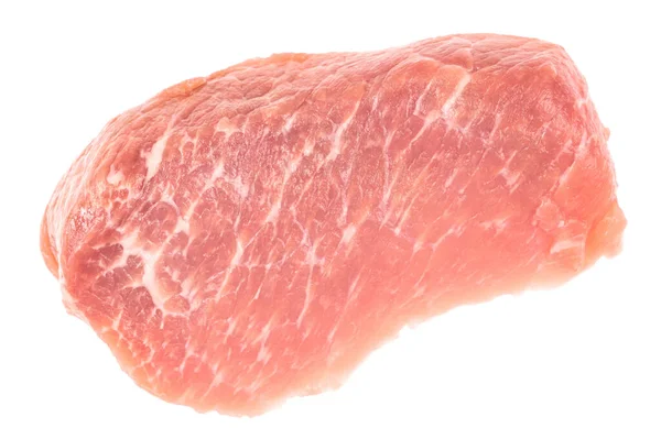 Nyers Sertéshús Fehér Alapon Izolált Szelete Szalonnát Steak Szűzpecsenye — Stock Fotó