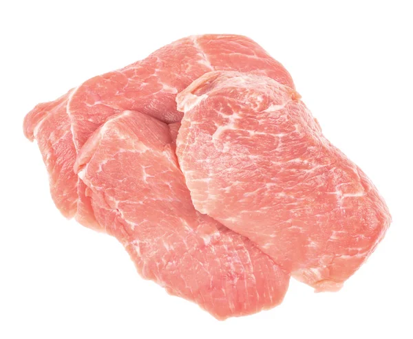 Scheibe Rohes Schweinefleisch Isoliert Auf Weißem Hintergrund Schnitzel Steak Filet — Stockfoto