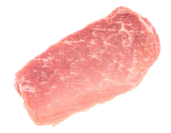 Tranche Viande Porc Crue Isolée Sur Fond Blanc Schnitzel Steak — Photo