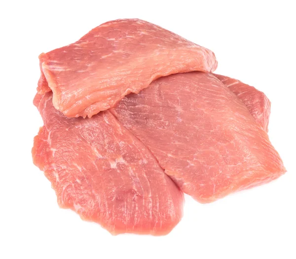 Snijd Rauw Varkensvlees Geïsoleerd Witte Achtergrond Schnitzel Biefstuk Gehaktfilets — Stockfoto