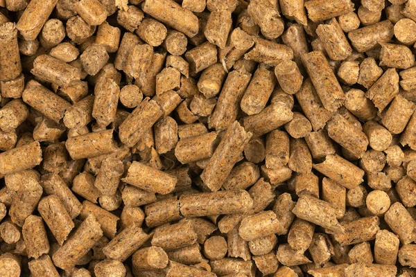 Pellet Legno Marrone Texture Sfondo Mucchio Naturale Pellet Legno Biocarburanti — Foto Stock