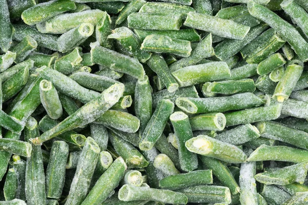 Gefrorene Gehackte Grüne Bohnen Textur Hintergrund Eisbohnen Hintergrund Für Nahrungsmitteltexturen — Stockfoto