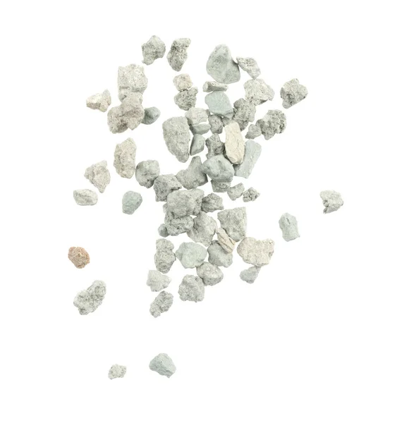 Gray Small Rocks Ground Texture Isolated White Background Black Small — Stock Photo, Image