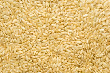 Kahverengi pirinç arkaplan dokusu, sarı uzun tahıl doğal pirinç, yasemin pirinci yakın plan.