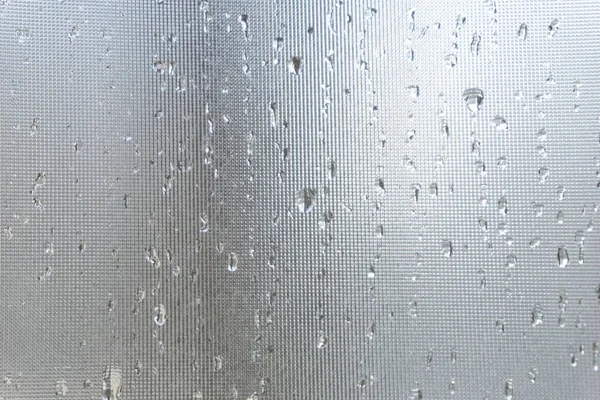 Regentropfen Auf Grauem Glashintergrund Regentropfen Auf Grauer Glasoberfläche — Stockfoto