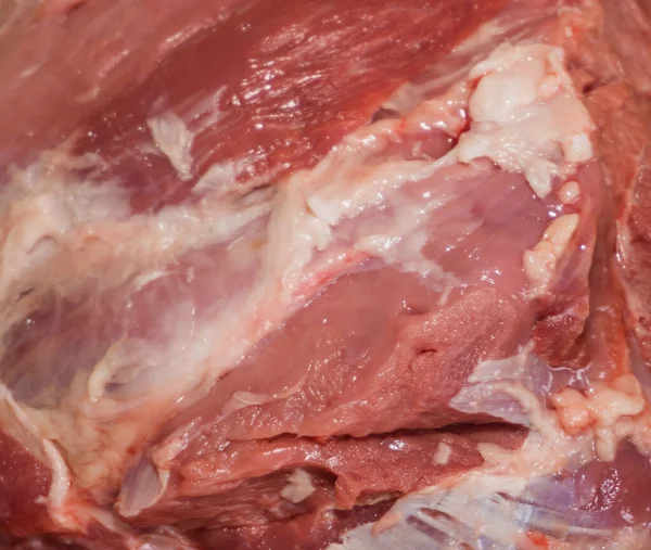 Pedaço Carne Cru Fresco Pronto Para Cortar Textura Carne — Fotografia de Stock