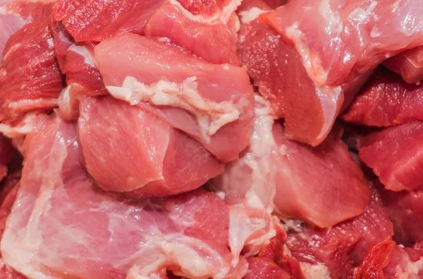Friss Darab Nyers Hús Textúra Háttér Piros Lédús Darabok Hús — Stock Fotó