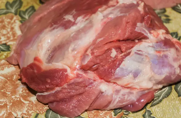 Peça Crua Carne Fresca Mesa Lombo Carne — Fotografia de Stock