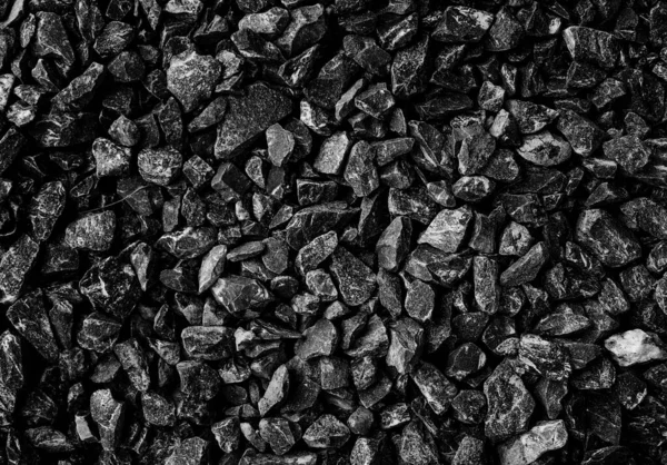 Piedras Camino Negro Textura Grava Rocas Para Construcción Fondo Oscuro — Foto de Stock