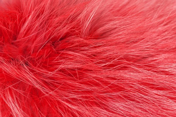 赤いふわふわのウールのテクスチャ 動物のウールの背景 塗装毛皮のテクスチャを閉じます — ストック写真