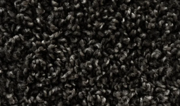 Schwarzer Struppiger Teppich Teppich Mit Kurzem Wollhintergrund — Stockfoto