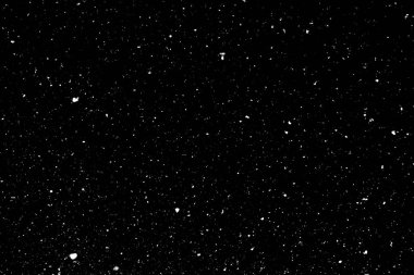 Siyah zemin üzerinde kaotik beyaz bokeh, ışık lekeleri dokusu, soyutlama, düşen kar