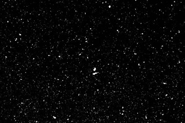 Siyah zemin üzerinde kaotik beyaz bokeh, ışık lekeleri dokusu, soyutlama, düşen kar