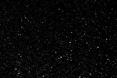 Siyah zemin üzerinde kaotik beyaz bokeh, ışık lekeleri dokusu, soyutlama, düşen kar