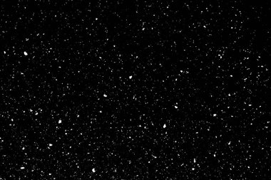 Siyah zemin üzerinde kaotik beyaz bokeh, ışık lekeleri dokusu, soyutlama, düşen kar