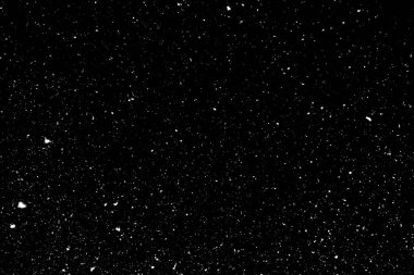 Siyah zemin üzerinde kaotik beyaz bokeh, ışık lekeleri dokusu, soyutlama, düşen kar