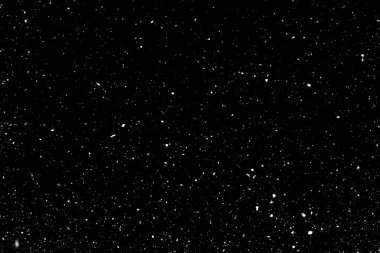 Siyah zemin üzerinde kaotik beyaz bokeh, ışık lekeleri dokusu, soyutlama, düşen kar