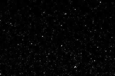 Siyah zemin üzerinde kaotik beyaz bokeh, ışık lekeleri dokusu, soyutlama, düşen kar