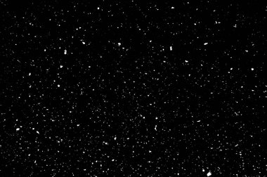 Siyah zemin üzerinde kaotik beyaz bokeh, ışık lekeleri dokusu, soyutlama, düşen kar