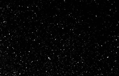 Siyah zemin üzerinde kaotik beyaz bokeh, ışık lekeleri dokusu, soyutlama, düşen kar