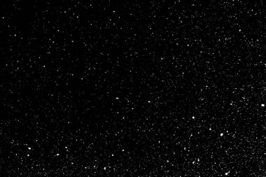 Siyah zemin üzerinde kaotik beyaz bokeh, ışık lekeleri dokusu, soyutlama, düşen kar