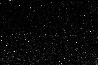 Siyah zemin üzerinde kaotik beyaz bokeh, ışık lekeleri dokusu, soyutlama, düşen kar