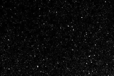 Siyah zemin üzerinde kaotik beyaz bokeh, ışık lekeleri dokusu, soyutlama, düşen kar