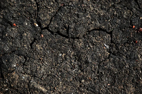 Dark Dried Cracked Earth Background Texture Close Black Dry Fissure — Stock Photo, Image
