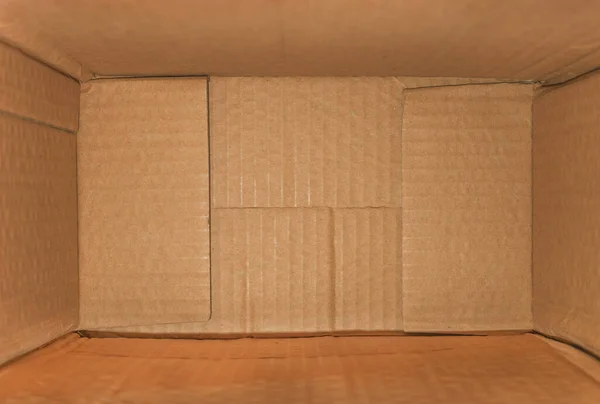 Top View Deep Empty Cardboard Box Opened Brown Paper Carton — Stock Photo, Image