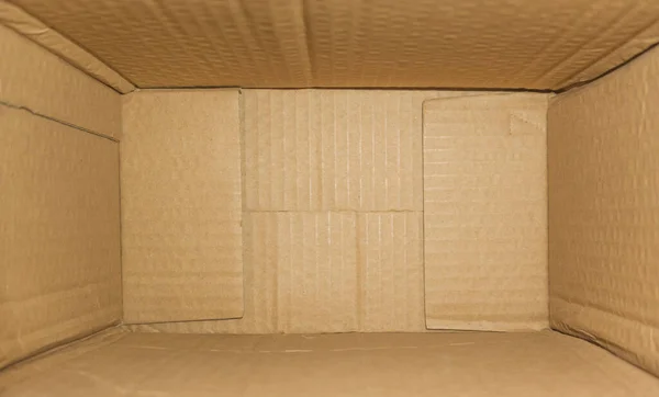 Derin Boş Karton Kutunun Üst Görüntüsü Açık Kahverengi Karton Kutu — Stok fotoğraf