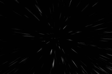 Siyah arkaplan üzerindeki Bokeh beyaz çizgileri, soyut hız ışık hareketi bulanık dokusu, parçacık veya uzay yolculuğu, siyah ve beyaz ekstrüzyon etkisi