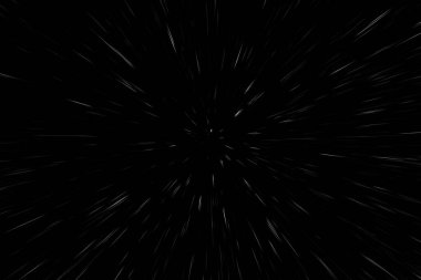Siyah arkaplan üzerindeki Bokeh beyaz çizgileri, soyut hız ışık hareketi bulanık dokusu, parçacık veya uzay yolculuğu, siyah ve beyaz ekstrüzyon etkisi