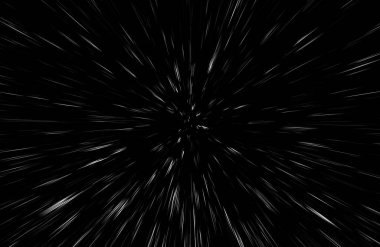 Siyah arkaplan üzerindeki Bokeh beyaz çizgileri, soyut hız ışık hareketi bulanık dokusu, parçacık veya uzay yolculuğu, siyah ve beyaz ekstrüzyon etkisi